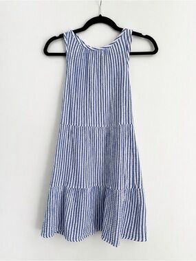 Universal Thread Blue and White Striped Tiered Sleeveless Dress